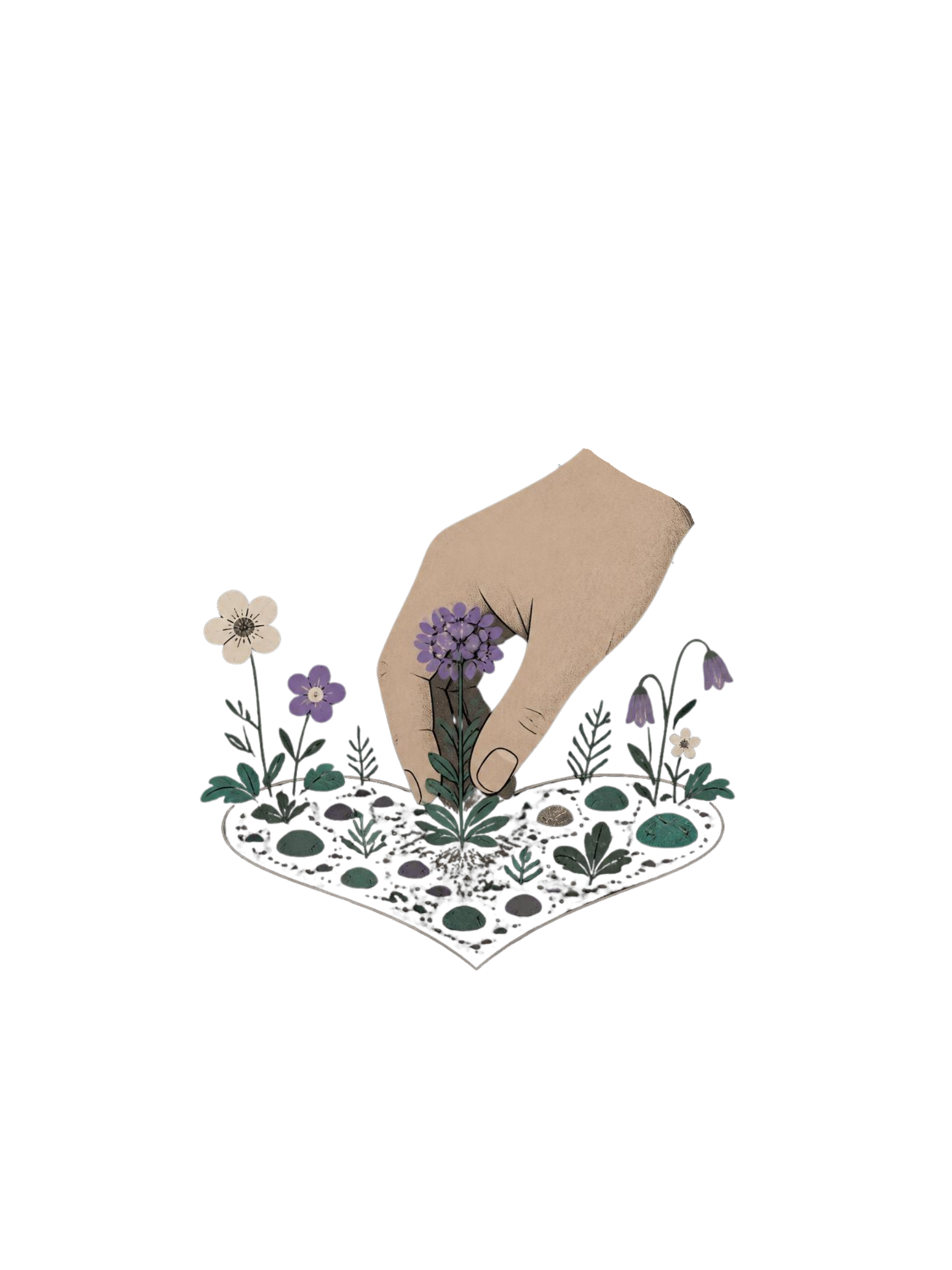 En hånd der plukker en blomst
